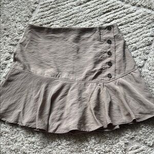 Zara Tan Ruffle Mini Skirt with Button Detail and Built in Shorts
